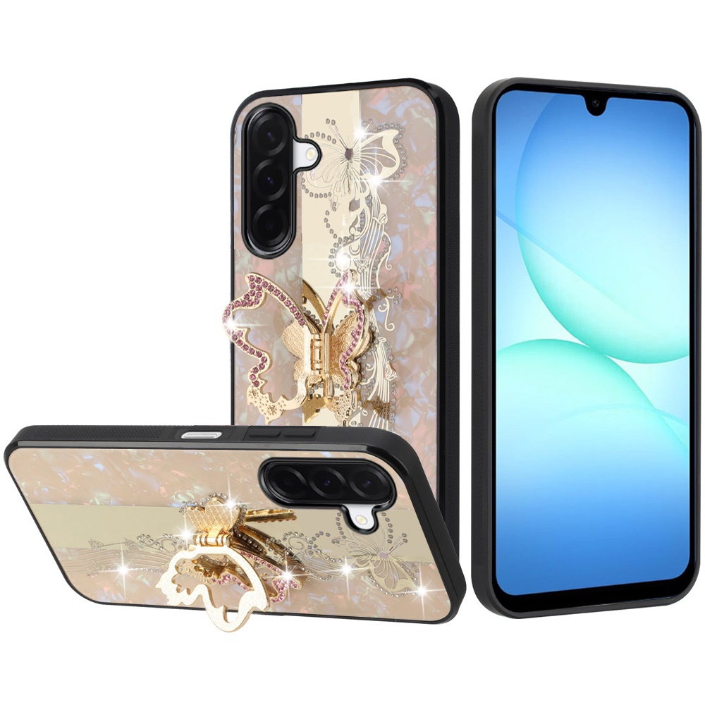 for samsung a17 5g splendid diamond glitter ornaments engraving case cover enchanted butterfly gold