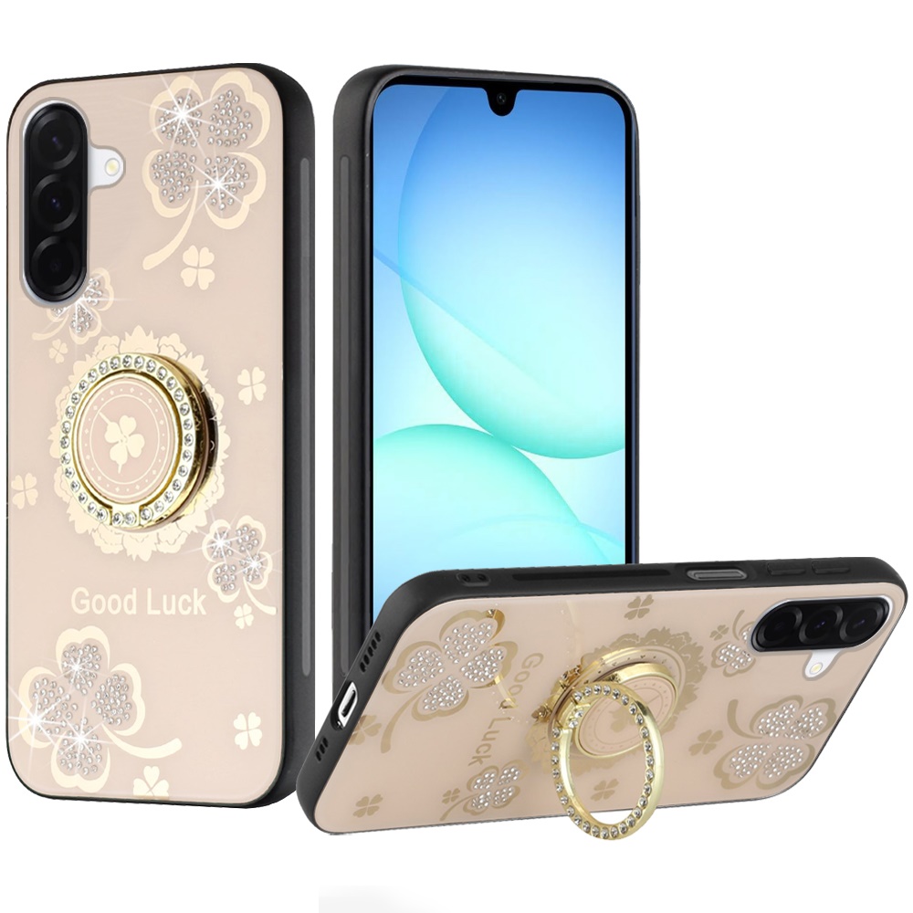 for samsung a17 5g splendid diamond glitter ornaments engraving case cover good luck floral gold