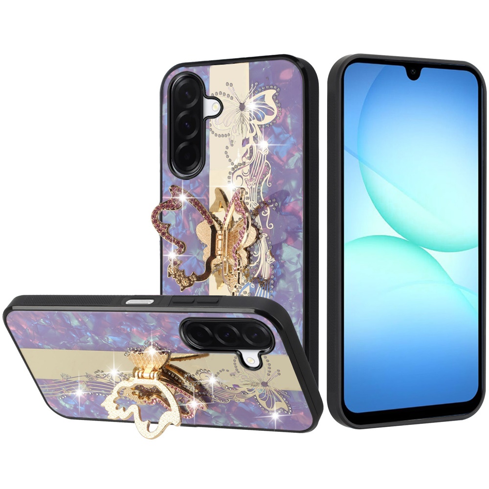 for samsung a17 5g splendid diamond glitter ornaments engraving case cover enchanted butterfly purple