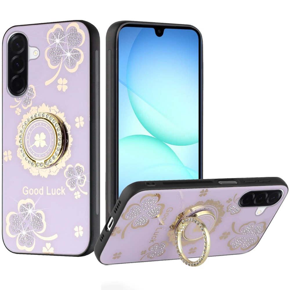 for samsung a17 5g splendid diamond glitter ornaments engraving case cover good luck floral purple