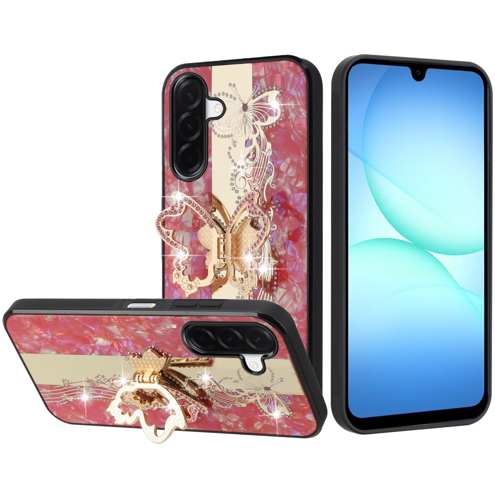 for samsung a17 5g splendid diamond glitter ornaments engraving case cover enchanted butterfly red
