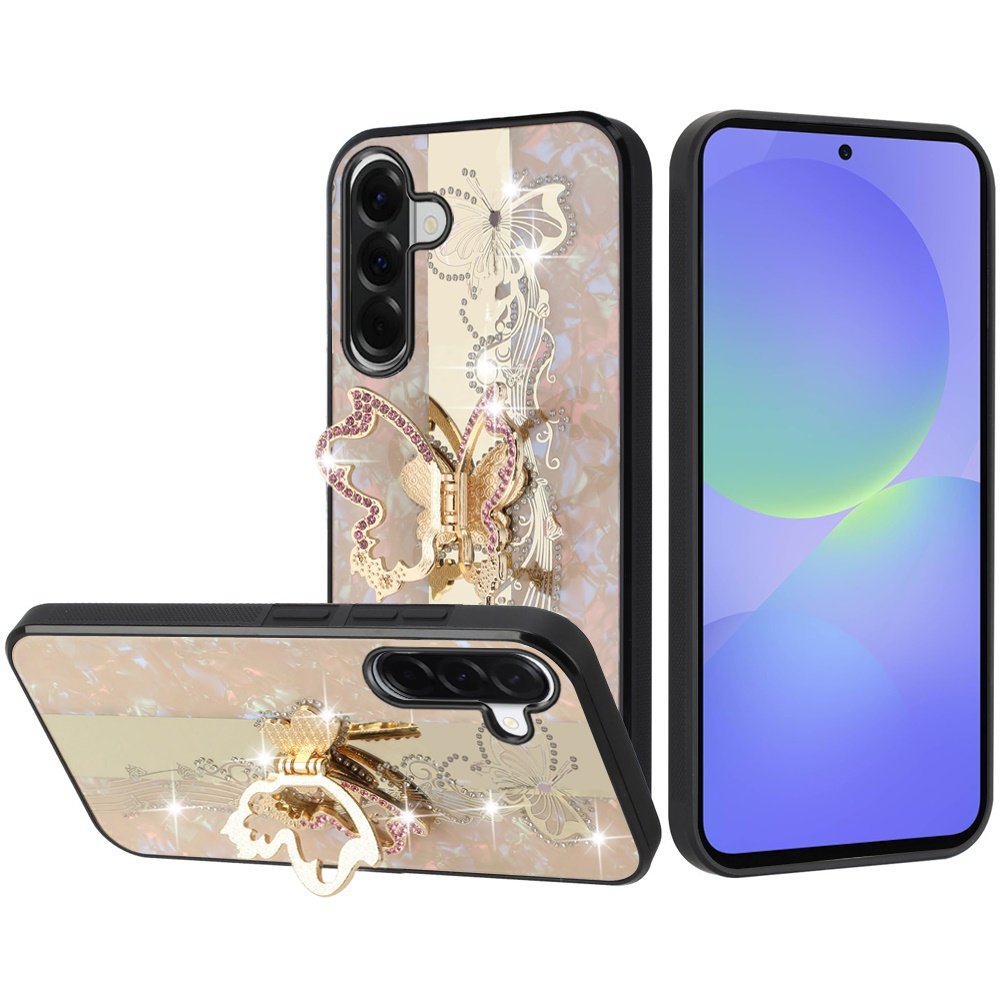 for samsung galaxy a37 splendid diamond glitter ornaments engraving case cover enchanted butterfly gold