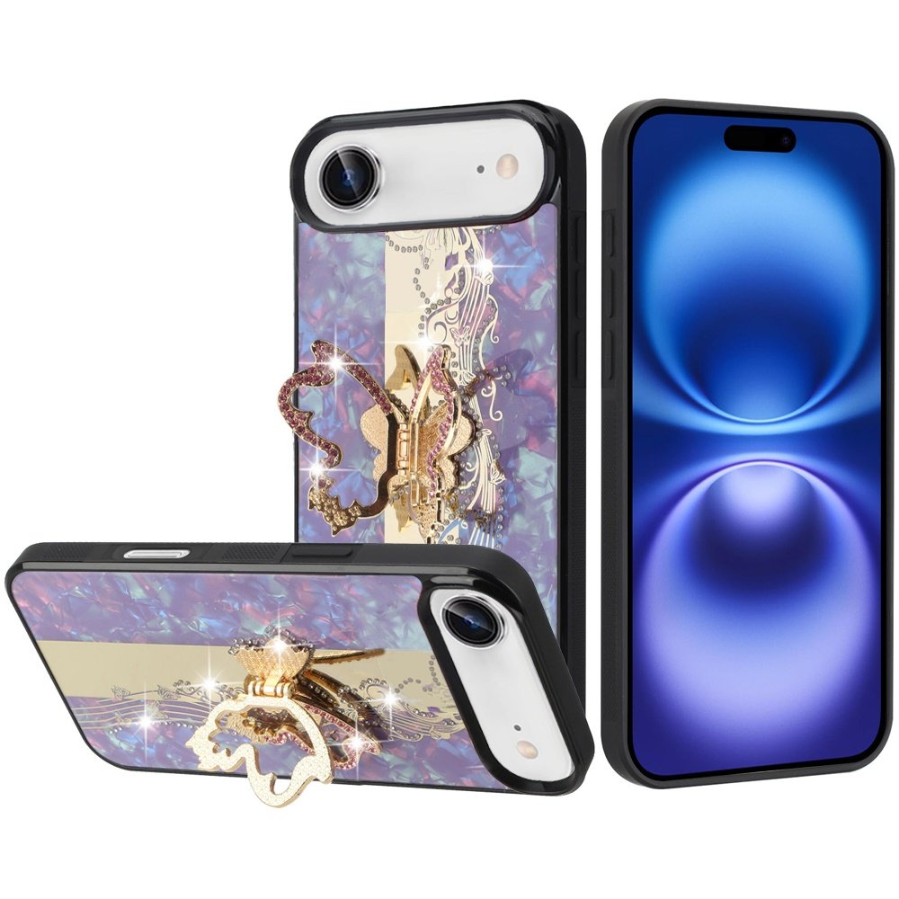 for iphone 17 air splendid diamond glitter ornaments engraving case cover enchanted butterfly purple