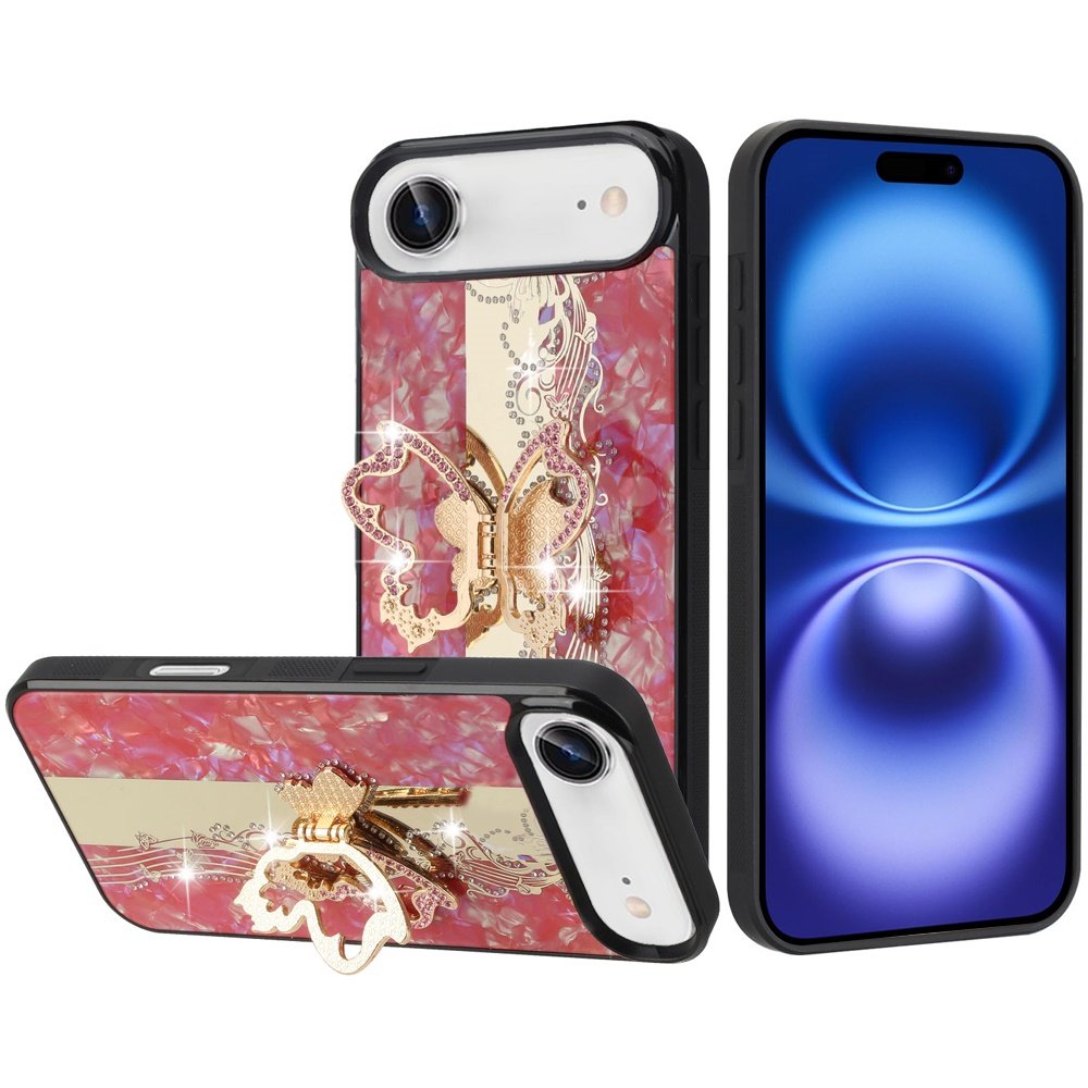 for iphone 17 air splendid diamond glitter ornaments engraving case cover enchanted butterfly red