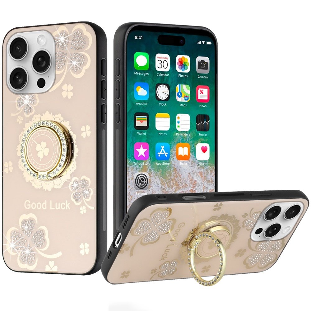for iphone 16 pro max 6.9 inch splendid diamond glitter ornaments engraving case cover good luck floral gold