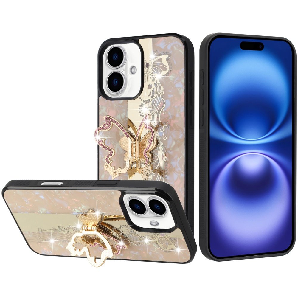 for iphone 17 splendid diamond glitter ornaments engraving case cover enchanted butterfly gold