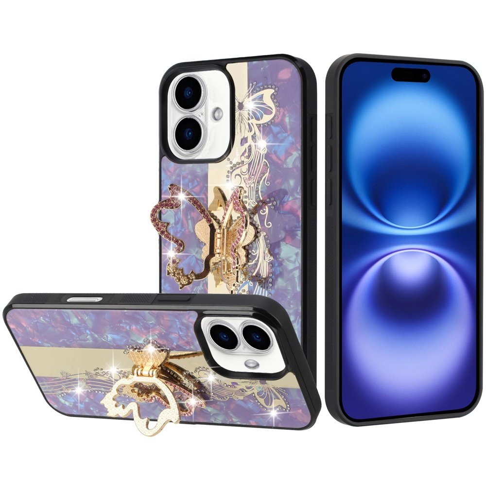 for iphone 17 splendid diamond glitter ornaments engraving case cover enchanted butterfly purple