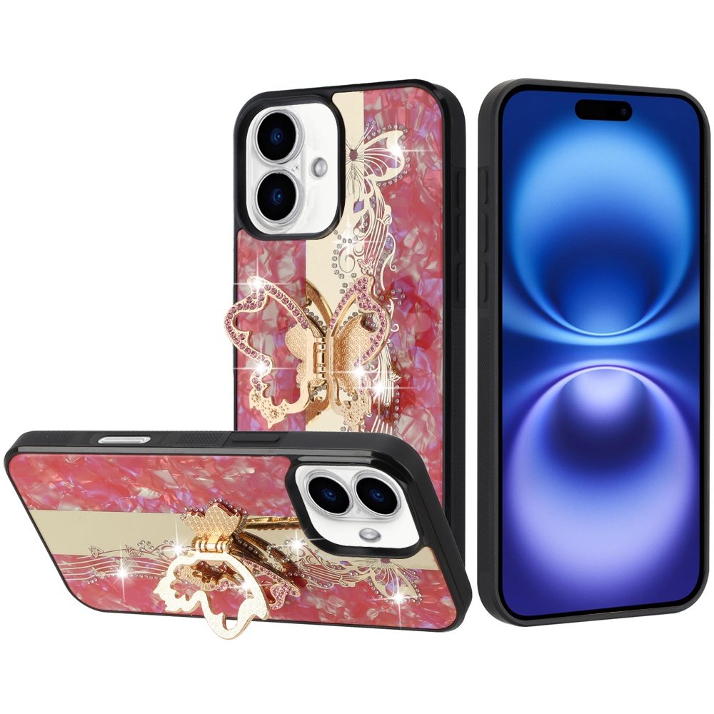 for iphone 17 splendid diamond glitter ornaments engraving case cover enchanted butterfly red