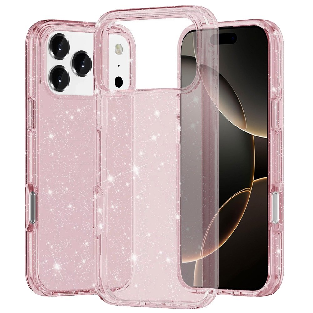 for iphone 17 pro max glitter ultra thick 3mm transparent hybrid case cover pink