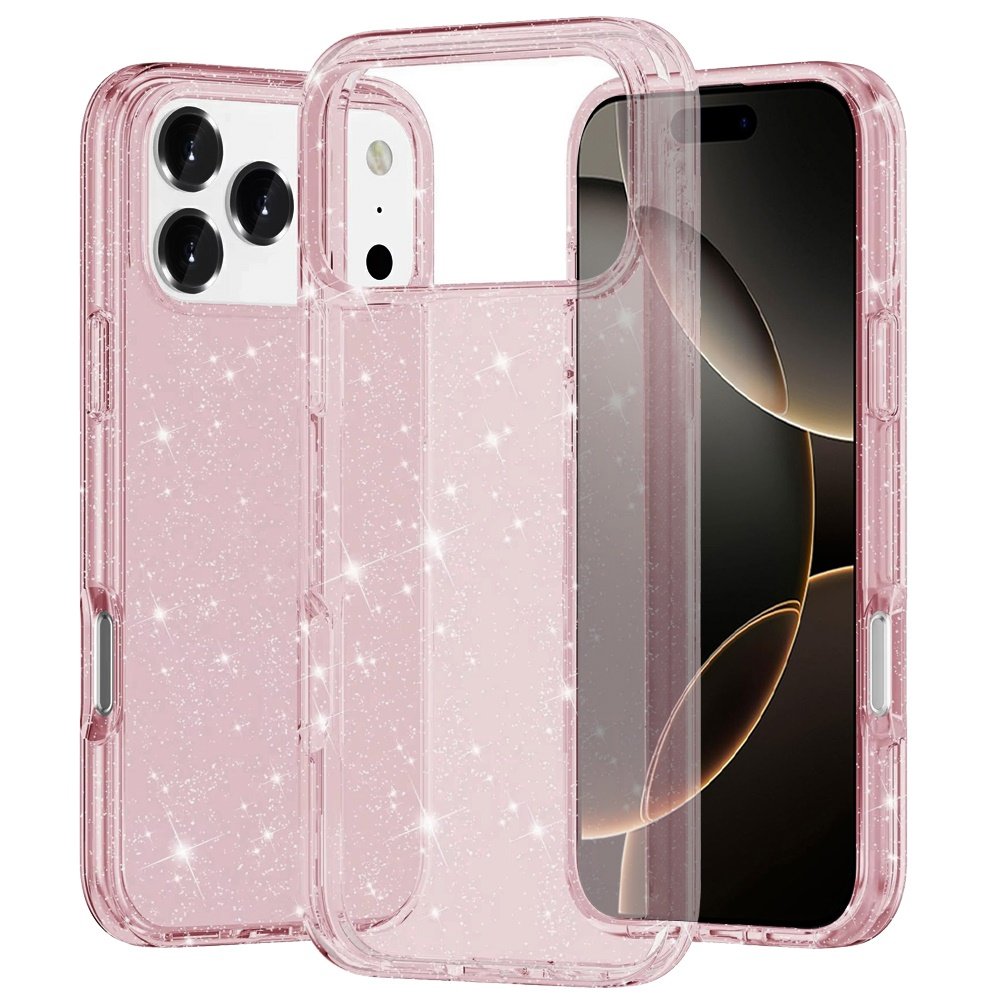 for iphone 17 pro glitter ultra thick 3mm transparent hybrid case cover pink