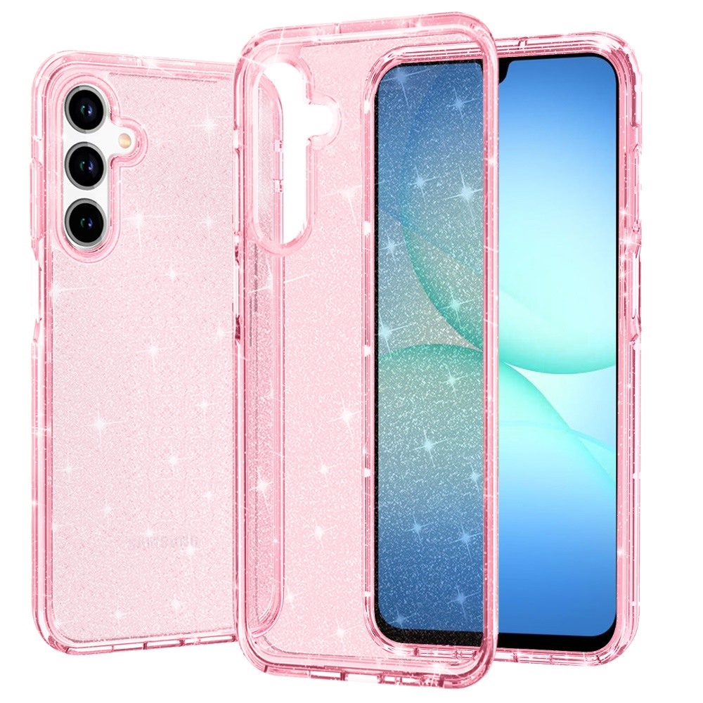 for samsung a17 5g glitter ultra thick 3mm transparent hybrid case cover pink