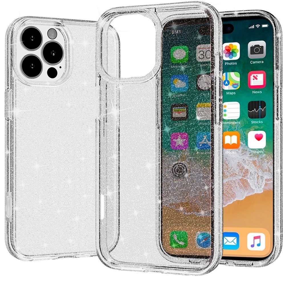 for iphone 16 pro max 6.9 inch glitter ultra thick 3mm transparent hybrid case cover clear