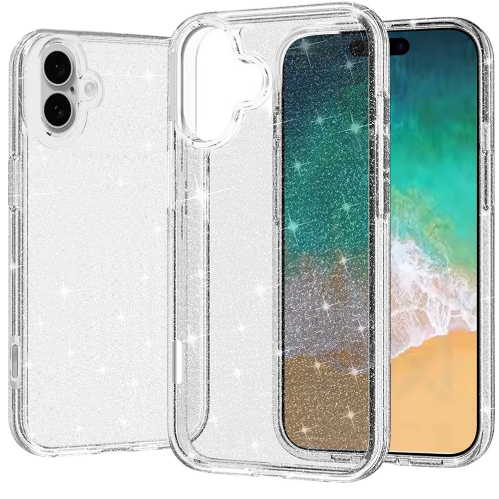 for iphone 16 plus 6.7 inch glitter ultra thick 3mm transparent hybrid case cover clear