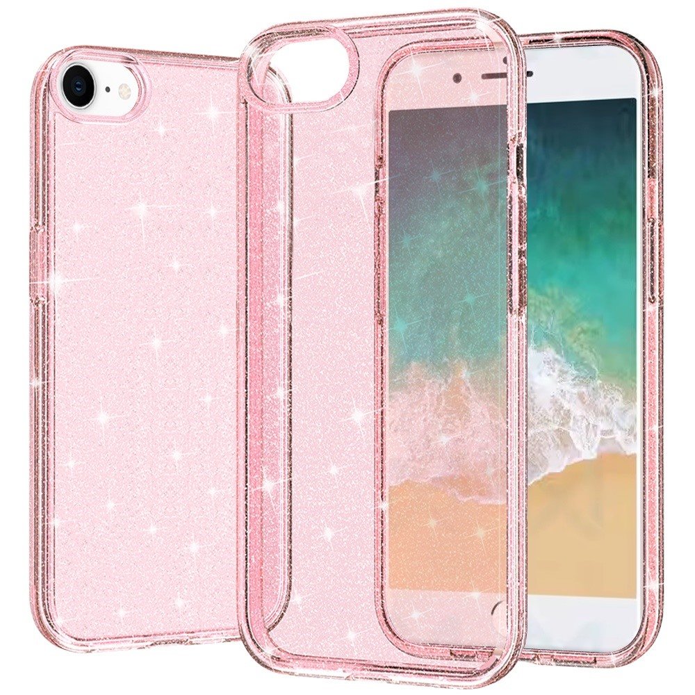 for iphone 17e / 16e / se4 glitter ultra thick 3mm transparent hybrid pink