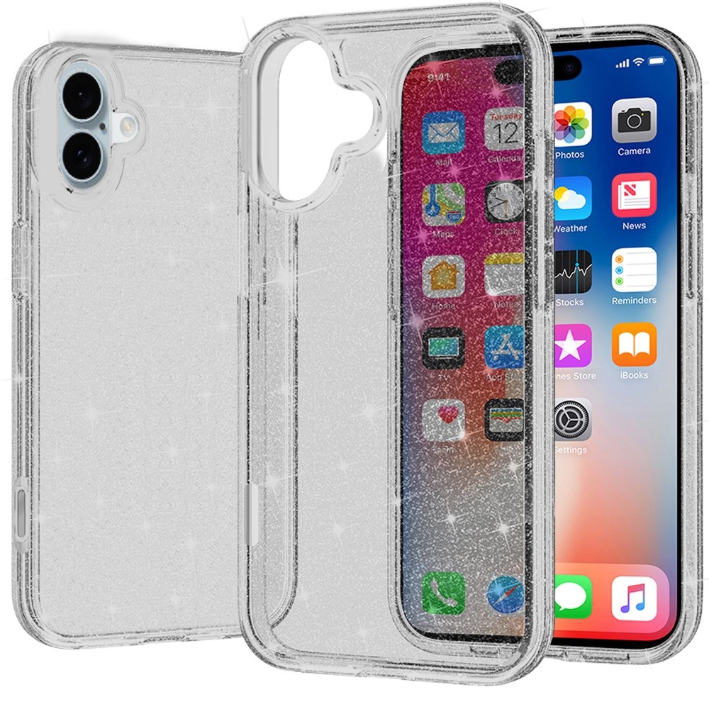 for iphone 16 6.1 inch glitter ultra thick 3mm transparent hybrid case cover smoke