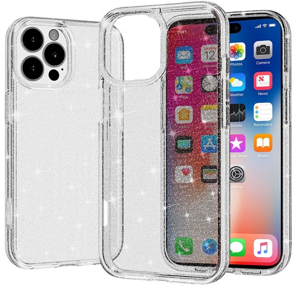 for iphone 16 pro 6.3 inch glitter ultra thick 3mm transparent hybrid case cover clear