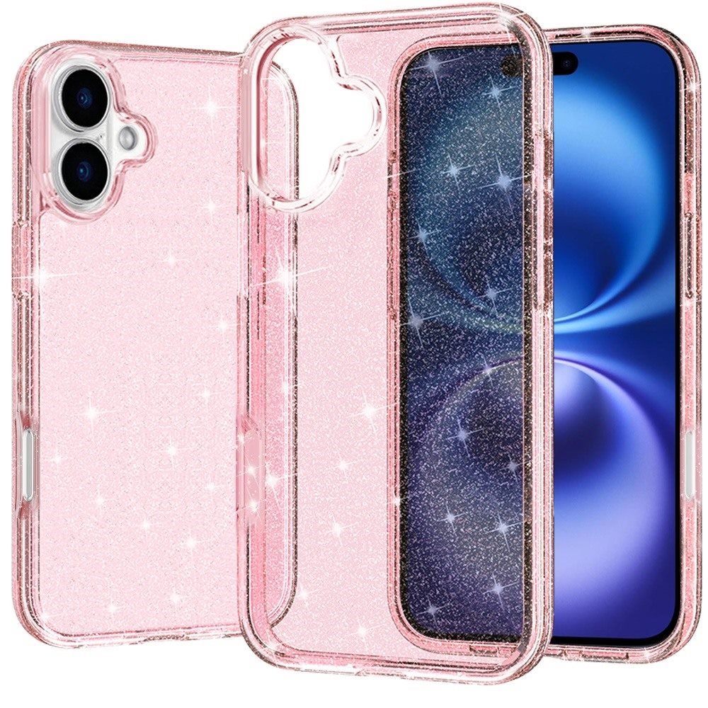 for iphone 17 glitter ultra thick 3mm transparent hybrid case cover pink