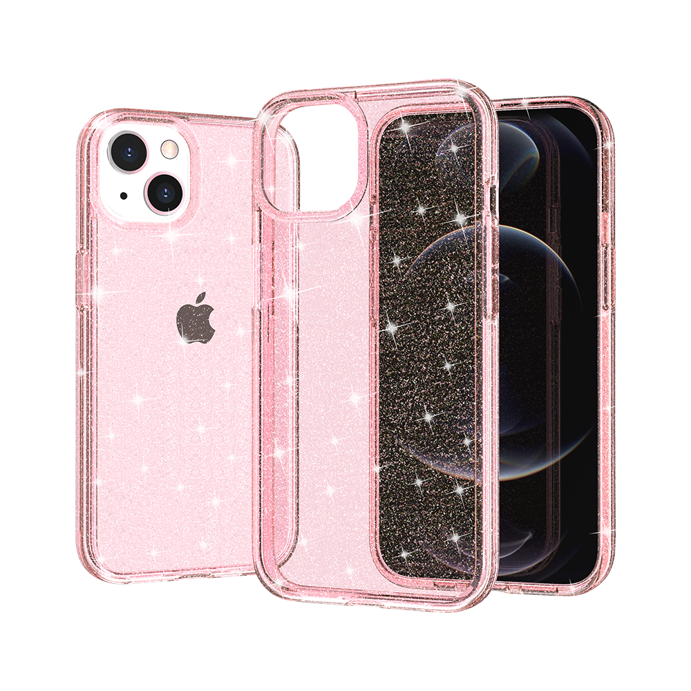 for iphone 13 pro max glitter ultra thick 3mm transparent hybrid case cover pink