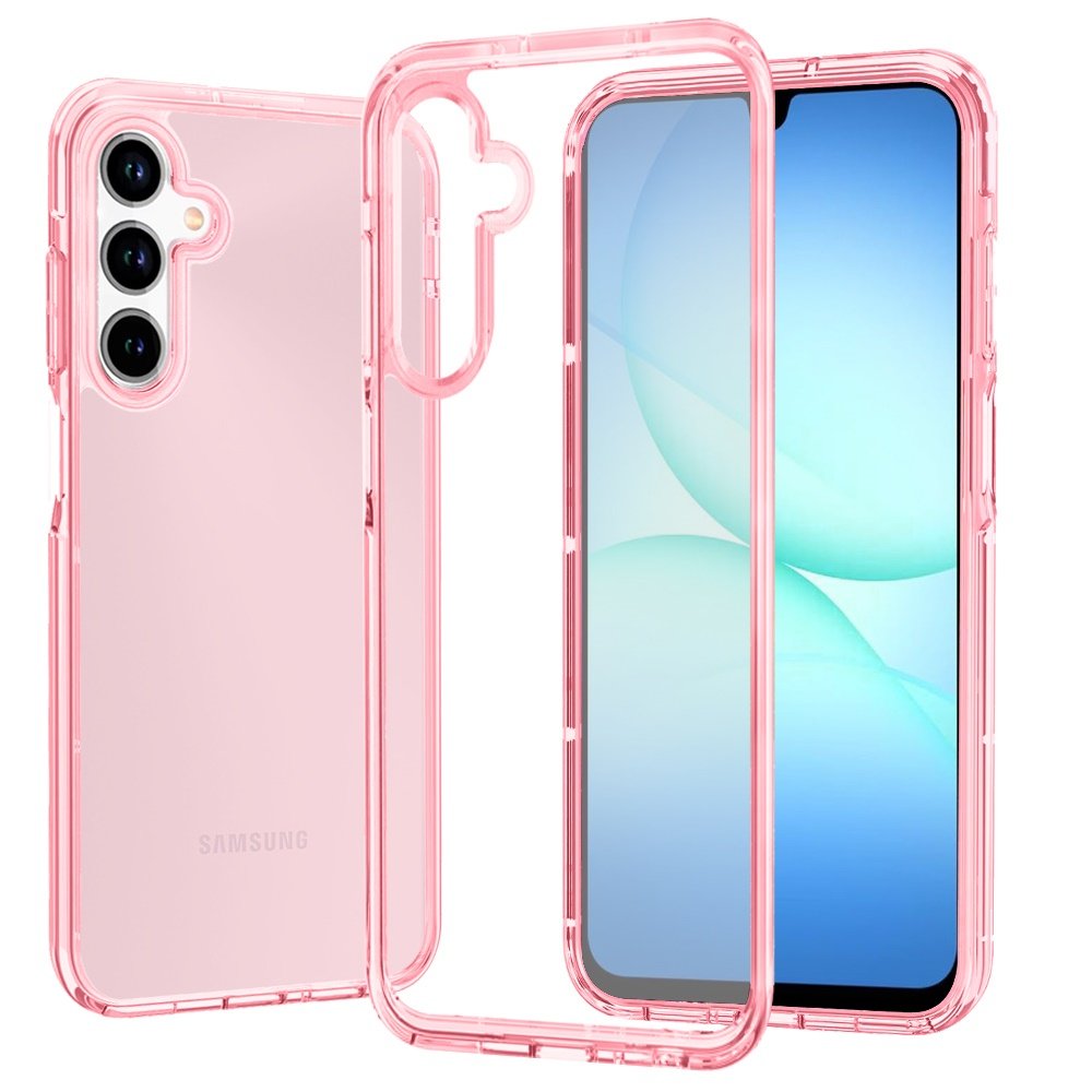 for samsung a17 5g sturdy ultra thick 3mm transparent hybrid case cover pink
