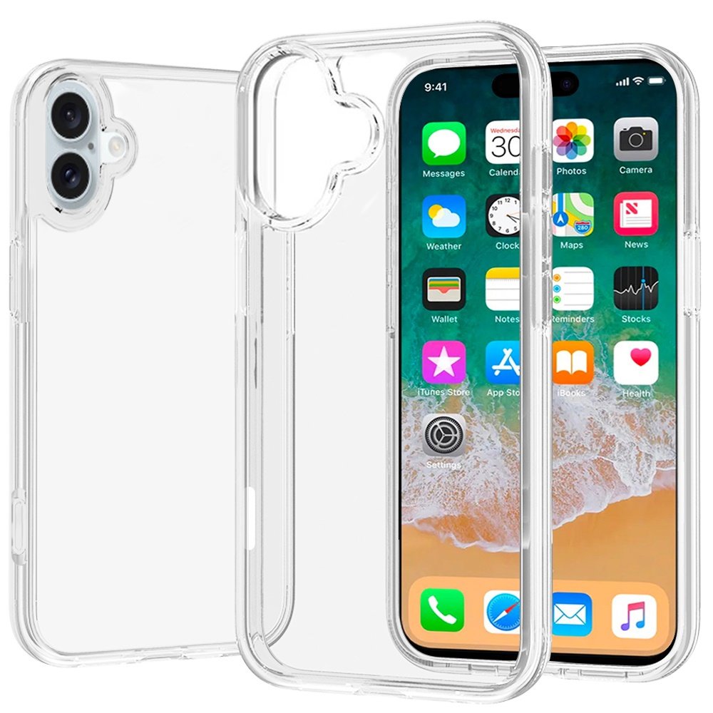for iphone 16 plus 6.7 inch sturdy ultra thick 3mm transparent hybrid case cover clear