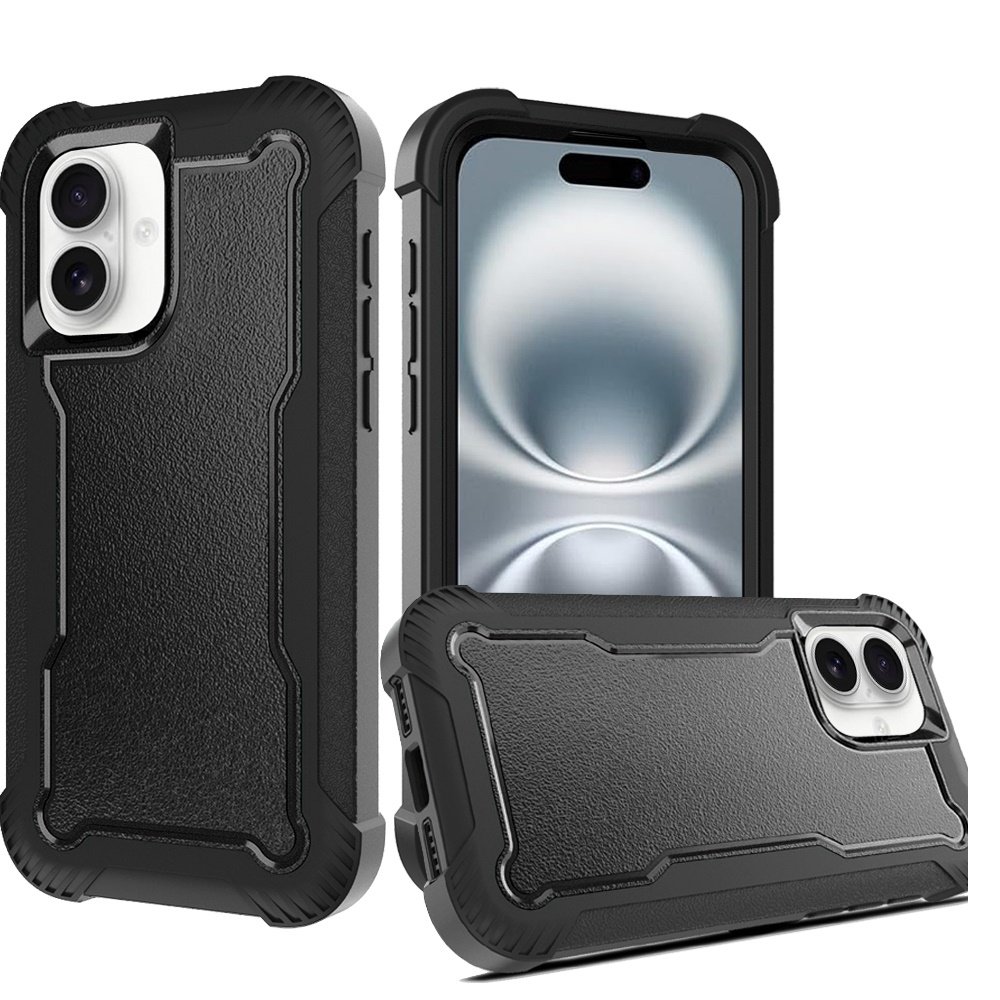 for iphone 16 plus 6.7 inch sturdy think 3in1 tough hybrid black
