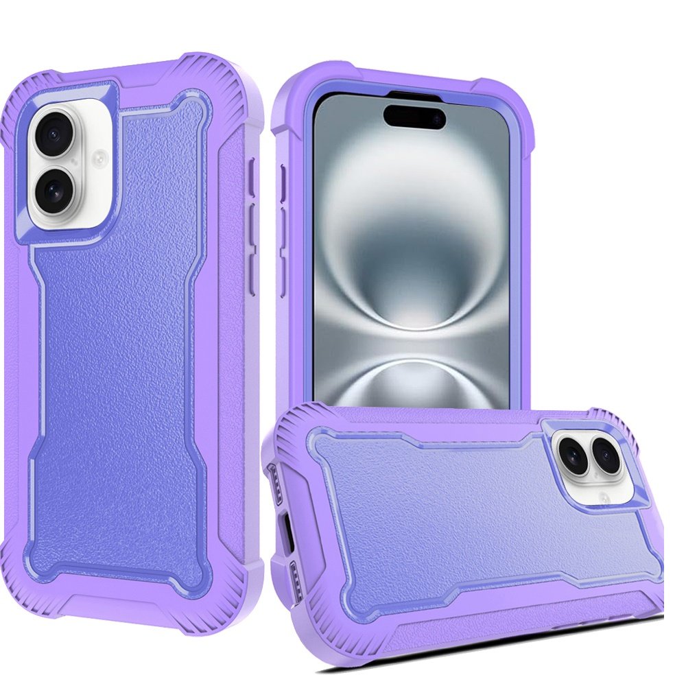 for iphone 16 plus 6.7 inch sturdy think 3in1 tough hybrid purple
