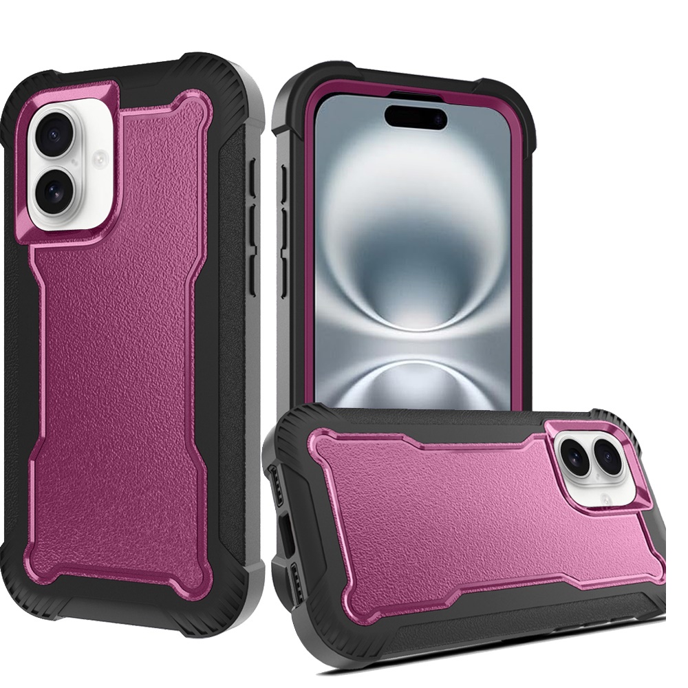 for iphone 16 6.1 inch sturdy think 3in1 tough hybrid burgundy