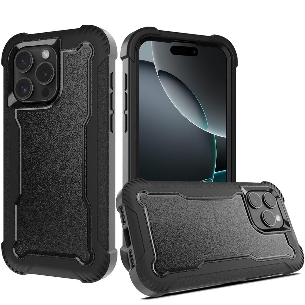for iphone 16 pro 6.3 inch sturdy think 3in1 tough hybrid black