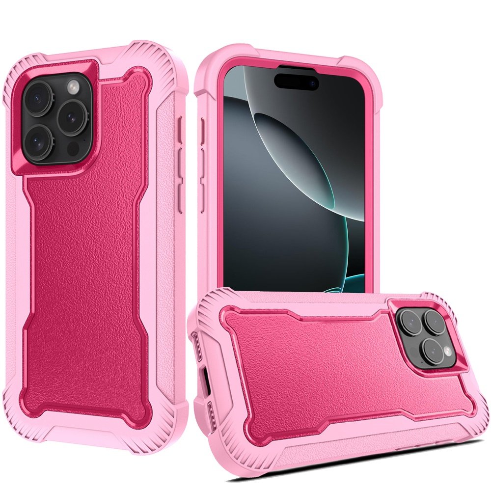 for iphone 16 pro 6.3 inch sturdy think 3in1 tough hybrid hot pink