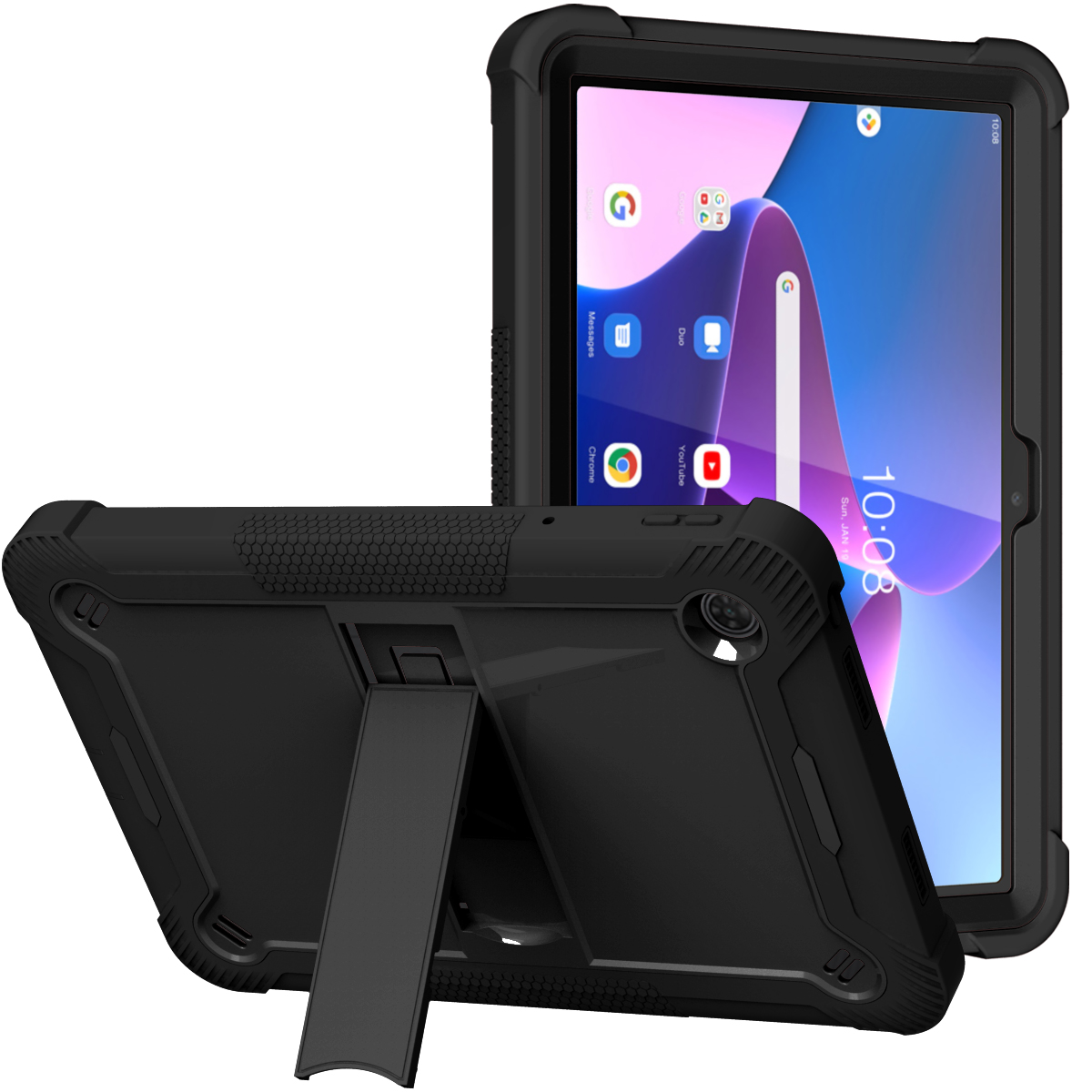 for apple ipad air 13 (m3) 2025 / air 13inch 2024 tough tablet strong kickstand hybrid case cover black