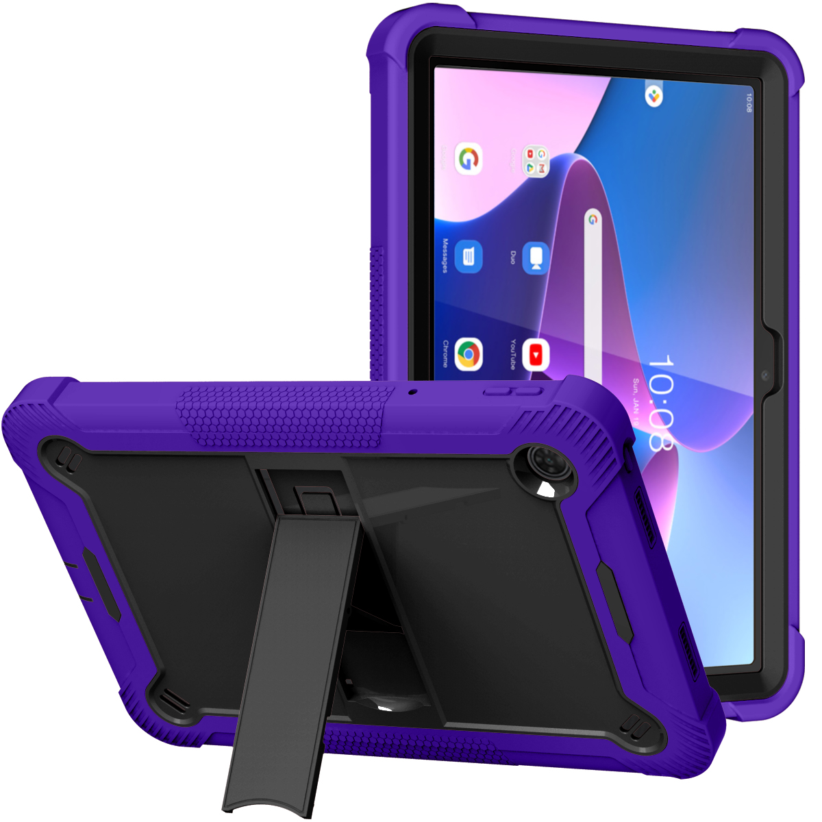 for samsung galaxy tab s9 / s9fe / s10fe tough tablet strong kickstand hybrid case cover purple