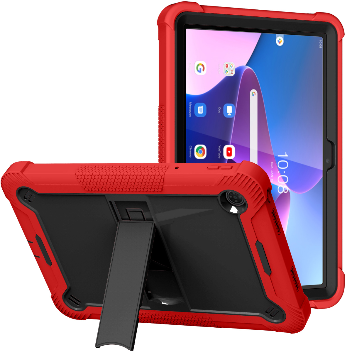 for apple ipad air 13 (m3) 2025 / air 13inch 2024 tough tablet strong kickstand hybrid case cover red
