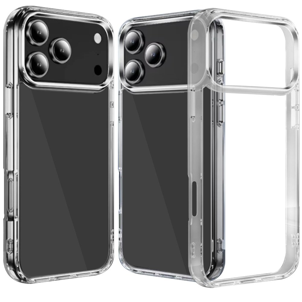 for iphone 17 pro pure crystal transparent thick 2.0mm shockproof chromed buttons case cover clear