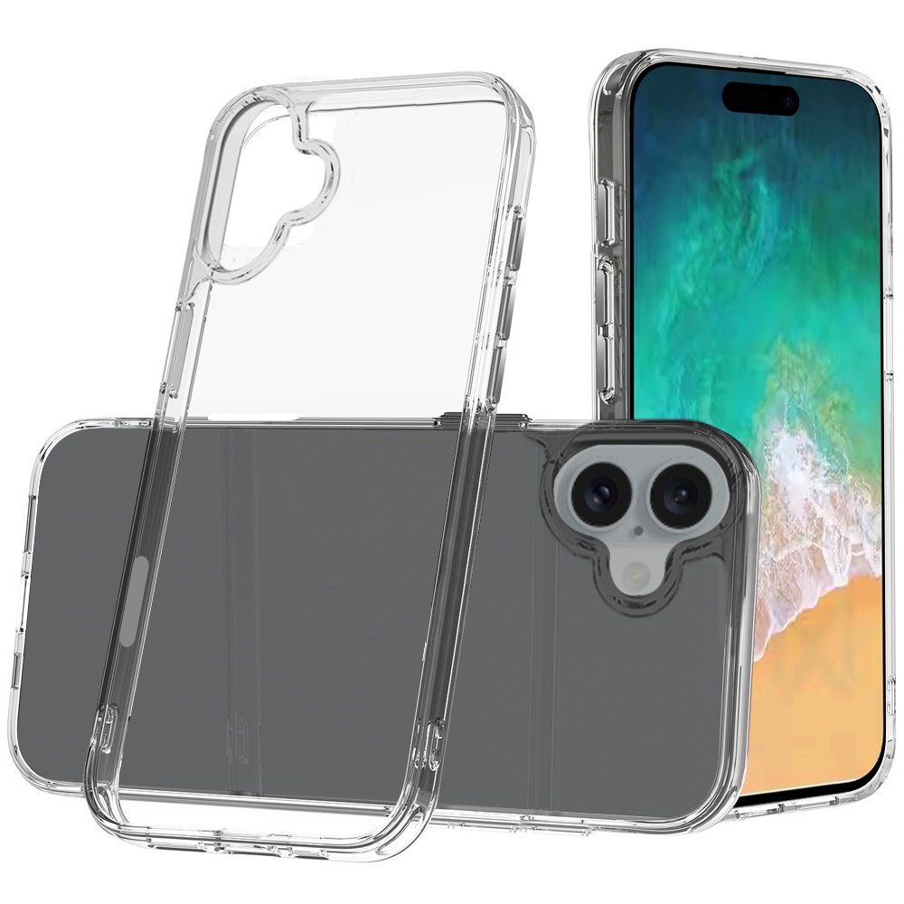 for iphone 16 plus 6.7 inch pure crystal transparent thick 2.0mm shockproof chromed buttons case cover clear