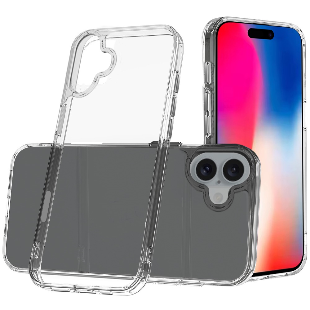 for iphone 16 6.1 inch pure crystal transparent thick 2.0mm shockproof chromed buttons case cover clear