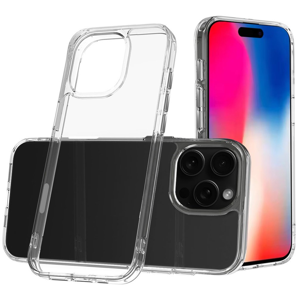 for iphone 16 pro 6.3 inch pure crystal transparent thick 2.0mm shockproof chromed buttons case cover clear