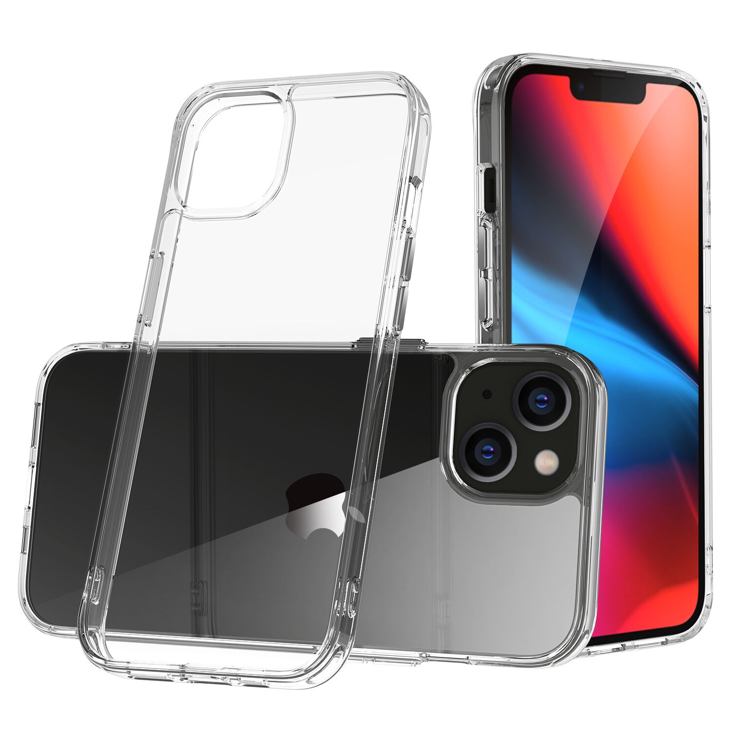for iphone 15 plus pure crystal transparent thick 2.0mm shockproof chromed buttons case cover clear