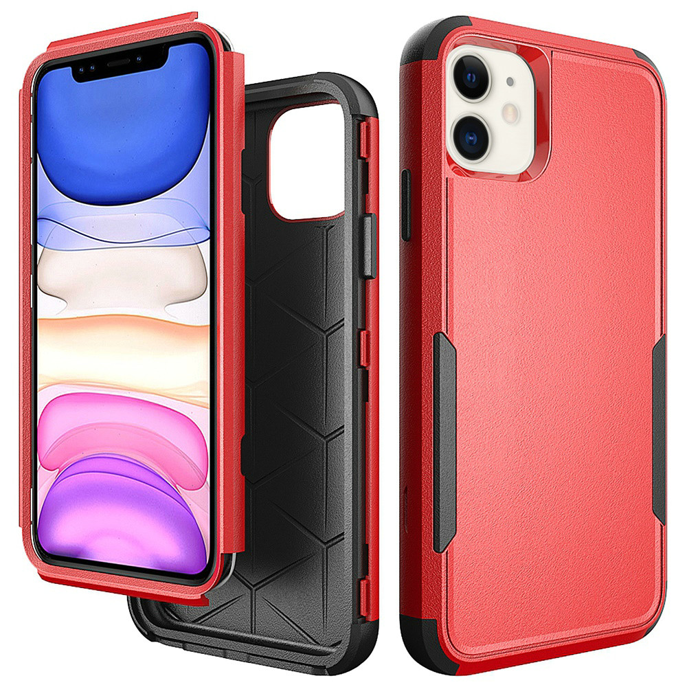 for apple iphone 14 pro 6.1" tough anti slip hybrid case cover red