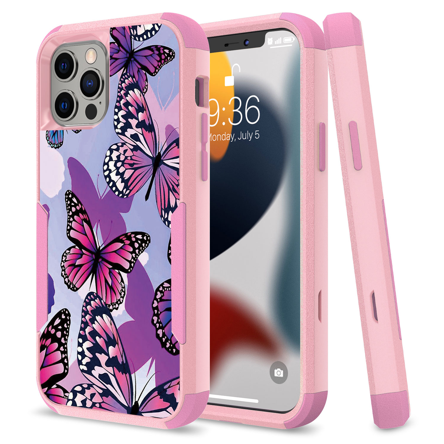 for apple iphone 14 pro 6.1" tough anti slip hybrid case cover butterfly