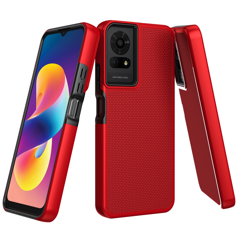 for tcl 50 le texturized dotted design hybrid case red