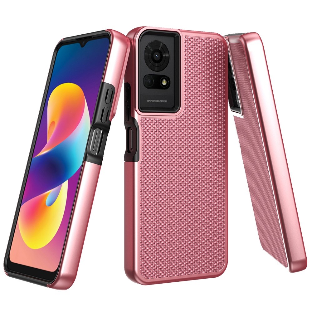 for tcl 50 le texturized dotted design hybrid case rose gold