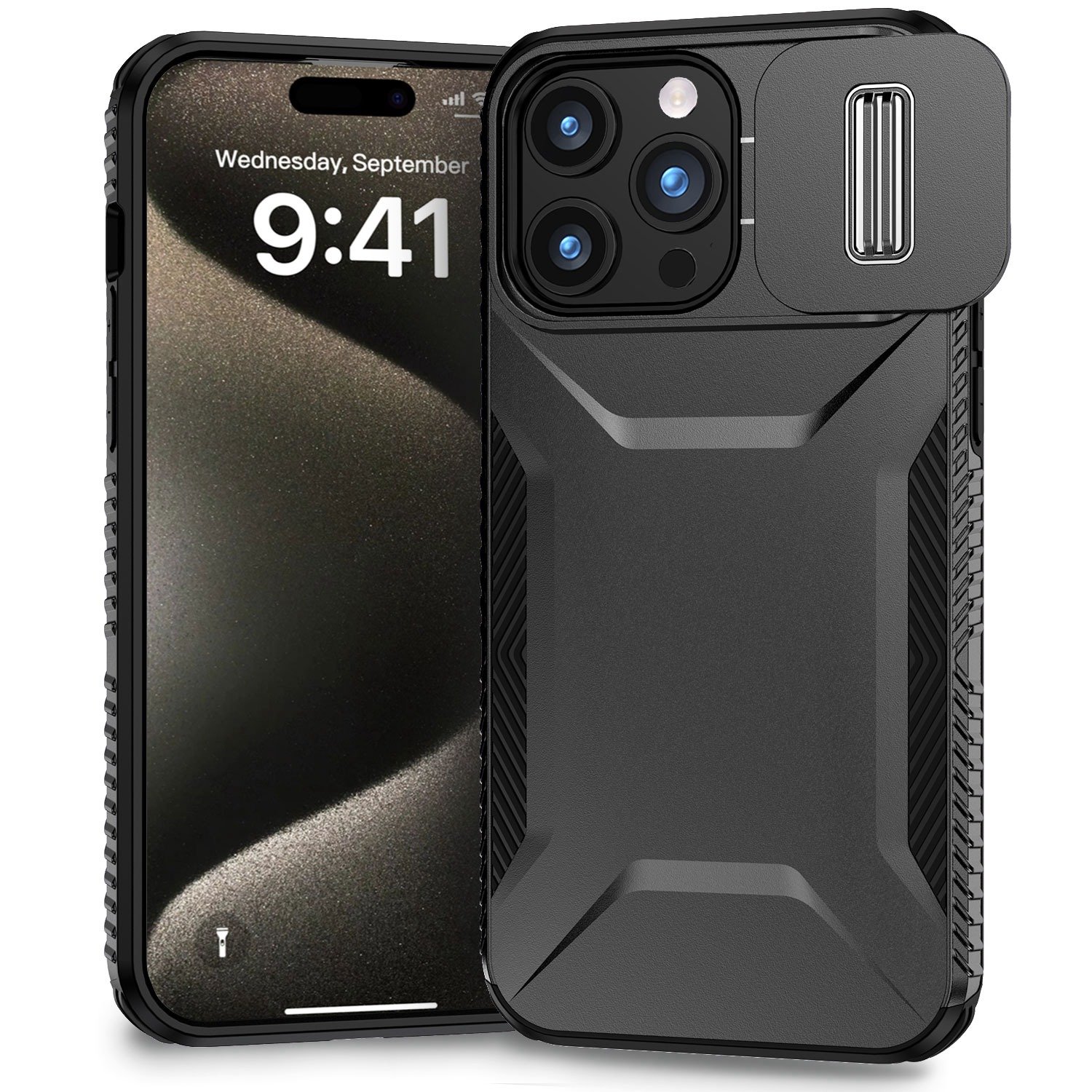 for ip15 pro max ultimate u design hybrid with camera window covering black