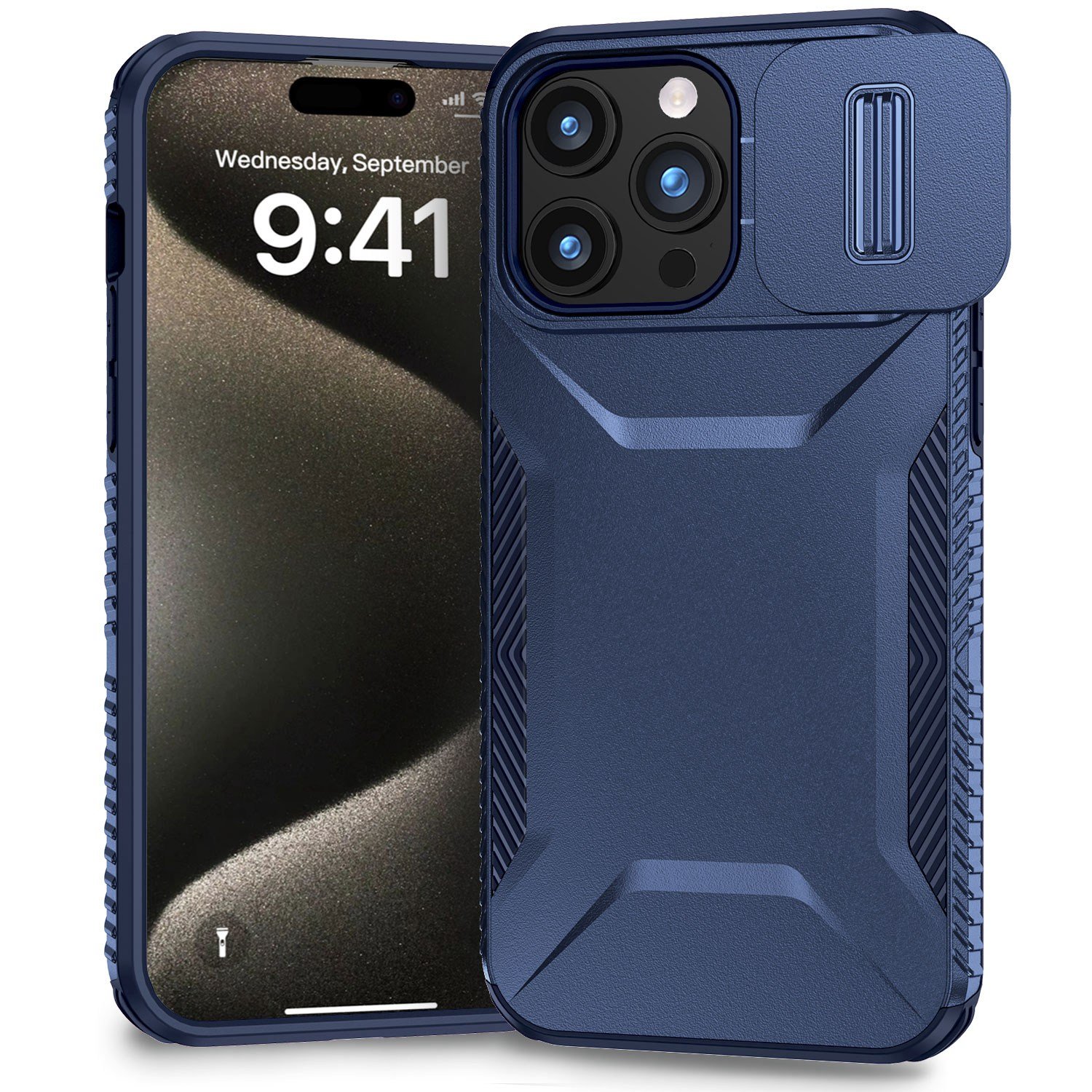 for ip15 pro max ultimate u design hybrid with camera window covering dark blue