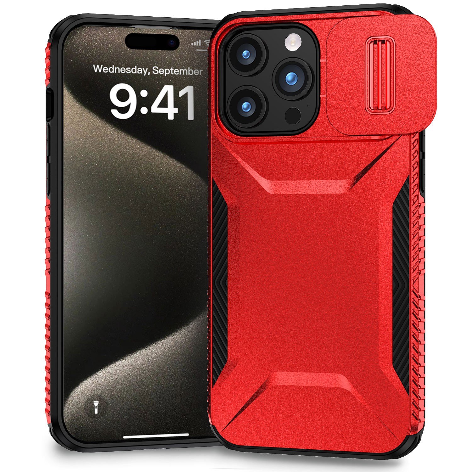for ip15 pro max ultimate u design hybrid with camera window covering red
