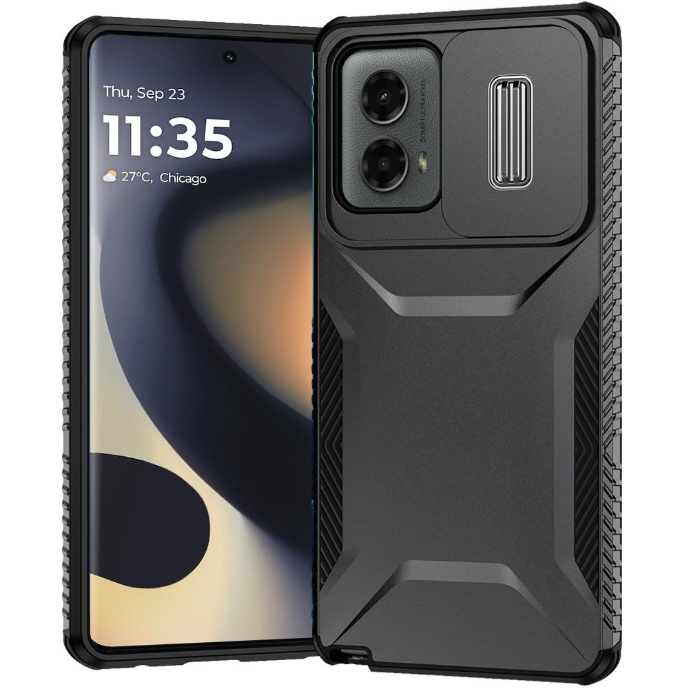 for motorola edge 2024 ultimate u design hybrid with camera window covering black