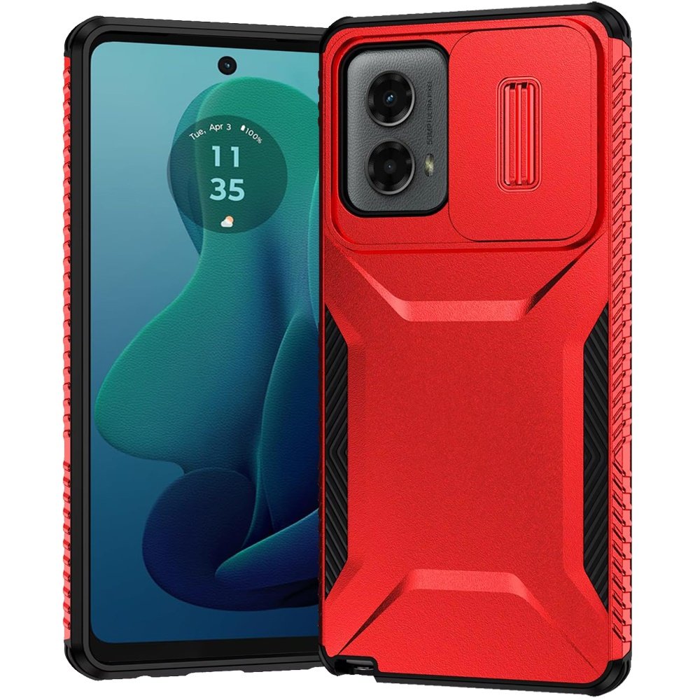 for motorola moto g 5g 2024 ultimate u design hybrid with camera window covering red