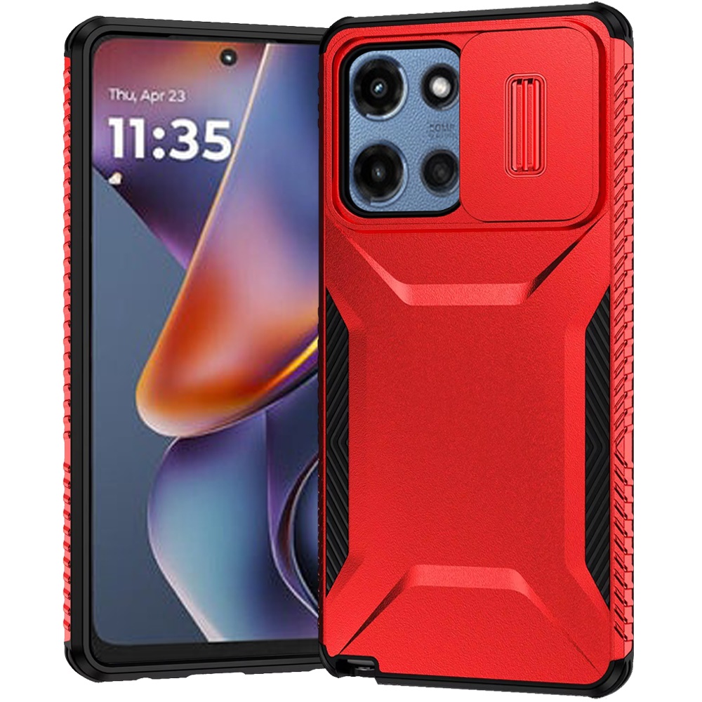 for moto g 5g 2025/2026 g play 2026 ultimate u design hybrid with camera window covering red