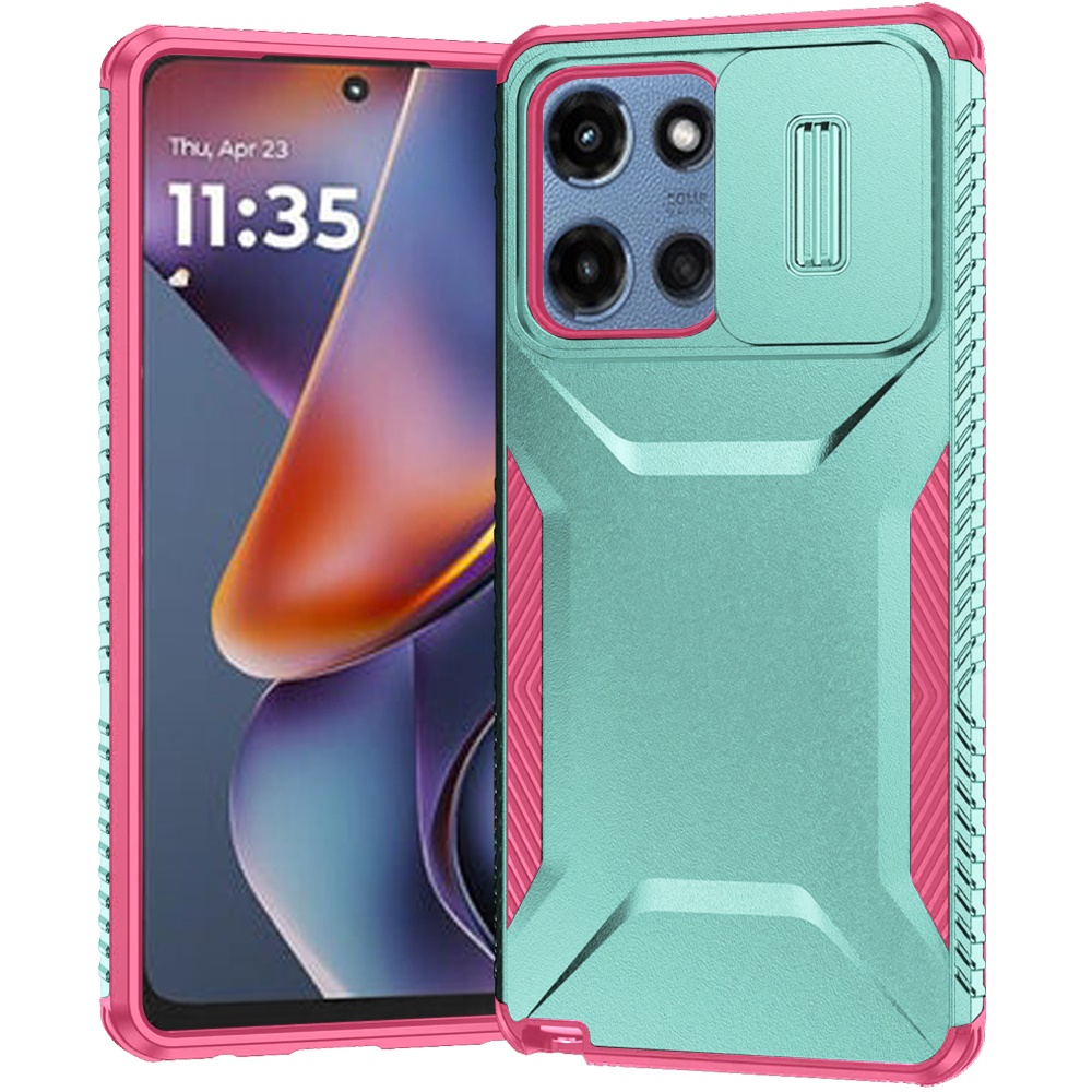 for moto g 5g 2025/2026 g play 2026 ultimate u design hybrid with camera window covering teal+pink