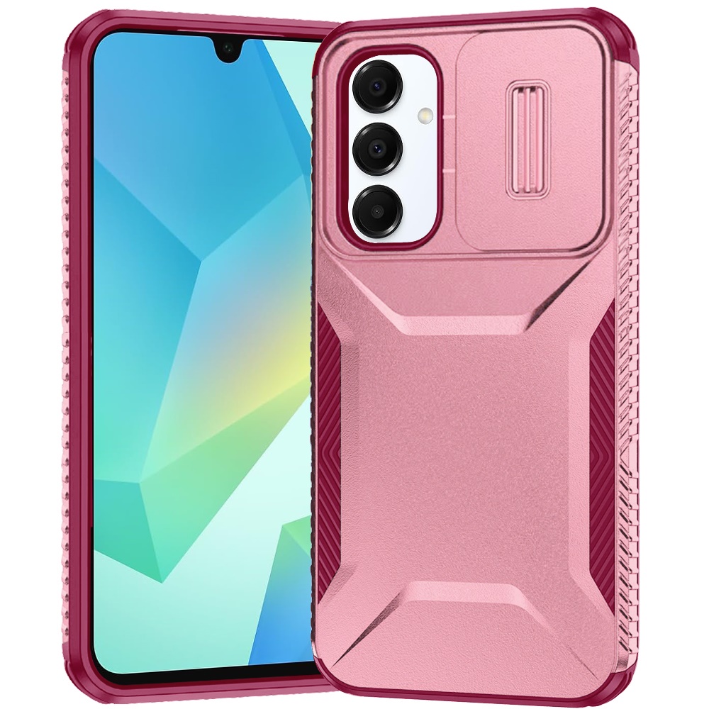 for samsung a16 5g ultimate u design hybrid with camera window covering pink+burgundy
