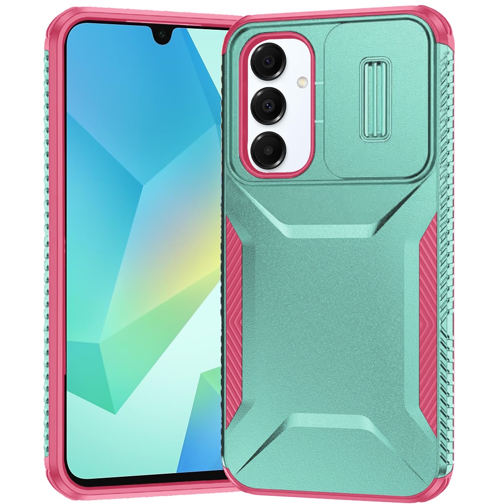 for samsung a16 5g ultimate u design hybrid with camera window covering teal+pink